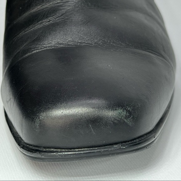 Kumfs Heels Ankle Boots Leather Black Slip Ons Black Comfy Dressy Office Career - Picture 8 of 16